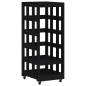 vidaXL Leñero con ruedas madera maciza de pino negro 40x49x110 cm vidaXL Leñero con ruedas madera maciza de pino negro 40x49x110 cm
