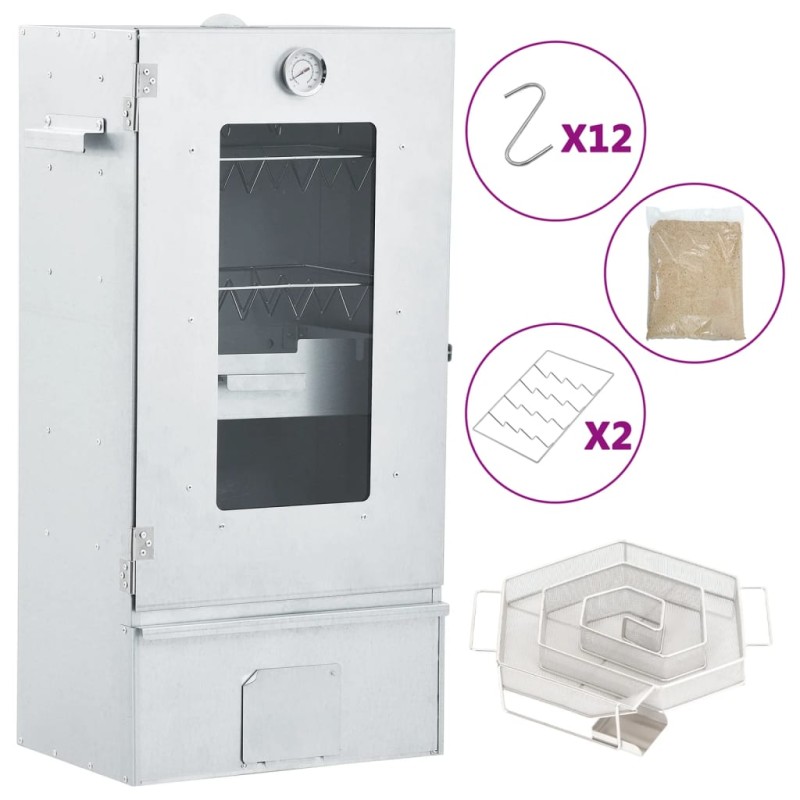 vidaXL Horno ahumador de BBQ con generador humo frío acero galvanizado vidaXL Horno ahumador de BBQ con generador humo frío acero galvanizado