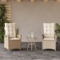 vidaXL Sillones reclinables de jardín con cojines beige 2 uds ratán PE vidaXL Sillones reclinables de jardín con cojines beige 2 uds ratán PE