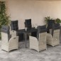 vidaXL Set comedor jardín 7 pzas y cojines ratán sintético gris claro vidaXL Set comedor jardín 7 pzas y cojines ratán sintético gris claro