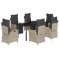 vidaXL Set comedor jardín 7 pzas y cojines ratán sintético gris claro vidaXL Set comedor jardín 7 pzas y cojines ratán sintético gris claro