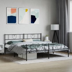 vidaXL Estructura de cama cabecero y pie de cama metal negro 180x200cm
