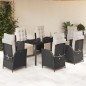 vidaXL Set de comedor de jardín 7 pzas y cojines ratán sintético negro vidaXL Set de comedor de jardín 7 pzas y cojines ratán sintético negro