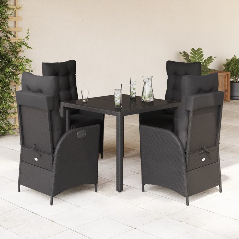 vidaXL Set de muebles jardín 5 pzas con cojines ratán sintético negro vidaXL Set de muebles jardín 5 pzas con cojines ratán sintético negro