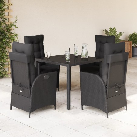 vidaXL Set de muebles jardín 5 pzas con cojines ratán sintético negro