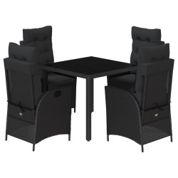 vidaXL Set de muebles jardín 5 pzas con cojines ratán sintético negro