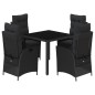 vidaXL Set de muebles jardín 5 pzas con cojines ratán sintético negro vidaXL Set de muebles jardín 5 pzas con cojines ratán sintético negro