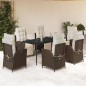 vidaXL Set comedor de jardín 7 pzas con cojines ratán sintético marrón vidaXL Set comedor de jardín 7 pzas con cojines ratán sintético marrón