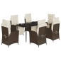vidaXL Set comedor de jardín 7 pzas con cojines ratán sintético marrón vidaXL Set comedor de jardín 7 pzas con cojines ratán sintético marrón