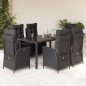 vidaXL Set de comedor de jardín 7 pzas y cojines ratán sintético negro vidaXL Set de comedor de jardín 7 pzas y cojines ratán sintético negro