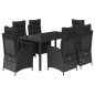 vidaXL Set de comedor de jardín 7 pzas y cojines ratán sintético negro vidaXL Set de comedor de jardín 7 pzas y cojines ratán sintético negro