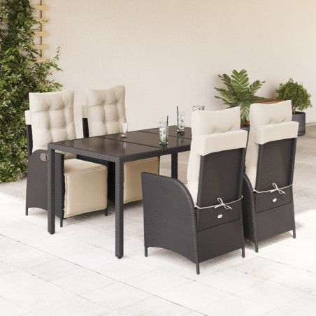 vidaXL Set de muebles jardín 5 pzas con cojines ratán sintético negro