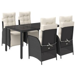 vidaXL Set de muebles jardín 5 pzas con cojines ratán sintético negro