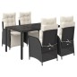 vidaXL Set de muebles jardín 5 pzas con cojines ratán sintético negro vidaXL Set de muebles jardín 5 pzas con cojines ratán sintético negro