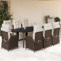 vidaXL Set comedor para jardín 9 pzas y cojines ratán sintético marrón vidaXL Set comedor para jardín 9 pzas y cojines ratán sintético marrón