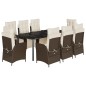 vidaXL Set comedor para jardín 9 pzas y cojines ratán sintético marrón vidaXL Set comedor para jardín 9 pzas y cojines ratán sintético marrón
