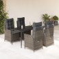 vidaXL Set comedor de jardín 5 piezas con cojines ratán sintético gris vidaXL Set comedor de jardín 5 piezas con cojines ratán sintético gris