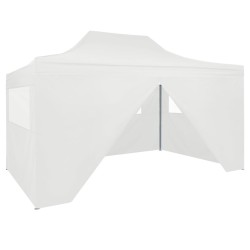 vidaXL Carpa plegable profesional con 4 paredes acero blanco 3x4 m