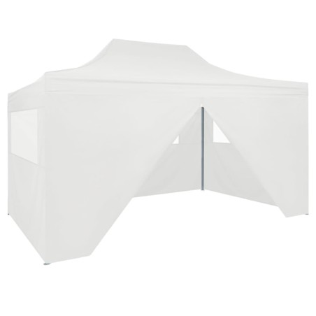 vidaXL Carpa plegable profesional con 4 paredes acero blanco 3x4 m