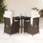 vidaXL Set comedor de jardín 5 piezas y cojines ratán sintético marrón