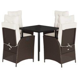 vidaXL Set comedor de jardín 5 piezas y cojines ratán sintético marrón