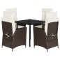 vidaXL Set comedor de jardín 5 piezas y cojines ratán sintético marrón