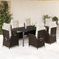 vidaXL Set comedor de jardín 7 pzas con cojines ratán sintético marrón vidaXL Set comedor de jardín 7 pzas con cojines ratán sintético marrón