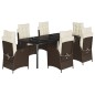 vidaXL Set comedor de jardín 7 pzas con cojines ratán sintético marrón vidaXL Set comedor de jardín 7 pzas con cojines ratán sintético marrón