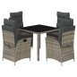 vidaXL Set comedor de jardín 5 piezas con cojines ratán sintético gris