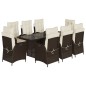 vidaXL Set comedor para jardín 9 pzas y cojines ratán sintético marrón vidaXL Set comedor para jardín 9 pzas y cojines ratán sintético marrón