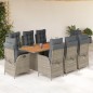 vidaXL Set comedor jardín 9 pzas y cojines ratán sintético gris vidaXL Set comedor jardín 9 pzas y cojines ratán sintético gris