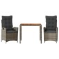 vidaXL Set comedor de jardín 3 piezas con cojines ratán sintético gris vidaXL Set comedor de jardín 3 piezas con cojines ratán sintético gris