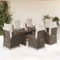 vidaXL Set comedor de jardín 7 pzas con cojines ratán sintético marrón vidaXL Set comedor de jardín 7 pzas con cojines ratán sintético marrón