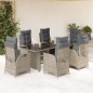 vidaXL Set comedor jardín 7 pzas y cojines ratán sintético gris vidaXL Set comedor jardín 7 pzas y cojines ratán sintético gris