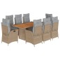 vidaXL Set comedor de jardín 9 pzas con cojines ratán sintético beige vidaXL Set comedor de jardín 9 pzas con cojines ratán sintético beige