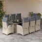 vidaXL Set comedor de jardín 9 pzas cojines ratán sintético gris claro vidaXL Set comedor de jardín 9 pzas cojines ratán sintético gris claro