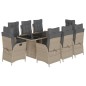 vidaXL Set comedor de jardín 9 pzas cojines ratán sintético gris claro vidaXL Set comedor de jardín 9 pzas cojines ratán sintético gris claro