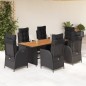 vidaXL Set de comedor de jardín 7 pzas y cojines ratán sintético negro vidaXL Set de comedor de jardín 7 pzas y cojines ratán sintético negro