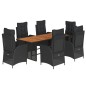 vidaXL Set de comedor de jardín 7 pzas y cojines ratán sintético negro vidaXL Set de comedor de jardín 7 pzas y cojines ratán sintético negro