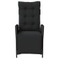 vidaXL Sillones reclinables jardín con reposapiés 2 uds ratán PE negro