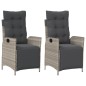 vidaXL Sillón reclinable jardín y reposapiés 2 uds ratán PE gris claro vidaXL Sillón reclinable jardín y reposapiés 2 uds ratán PE gris claro