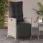 vidaXL Sillón reclinable jardín y reposapiés 2 uds ratán PE gris claro vidaXL Sillón reclinable jardín y reposapiés 2 uds ratán PE gris claro