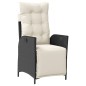 vidaXL Sillón reclinable de jardín con reposapiés ratán PE negro vidaXL Sillón reclinable de jardín con reposapiés ratán PE negro