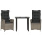 vidaXL Set comedor de jardín 3 piezas con cojines ratán sintético gris vidaXL Set comedor de jardín 3 piezas con cojines ratán sintético gris