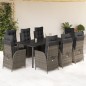 vidaXL Set comedor jardín 9 pzas y cojines ratán sintético gris