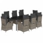 vidaXL Set comedor jardín 9 pzas y cojines ratán sintético gris