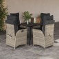 vidaXL Set comedor de jardín 5 pzas cojines ratán sintético gris claro vidaXL Set comedor de jardín 5 pzas cojines ratán sintético gris claro