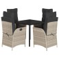 vidaXL Set comedor de jardín 5 pzas cojines ratán sintético gris claro vidaXL Set comedor de jardín 5 pzas cojines ratán sintético gris claro