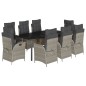 vidaXL Set comedor de jardín 9 pzas cojines ratán sintético gris claro vidaXL Set comedor de jardín 9 pzas cojines ratán sintético gris claro