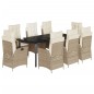 vidaXL Set comedor de jardín 9 pzas con cojines ratán sintético beige vidaXL Set comedor de jardín 9 pzas con cojines ratán sintético beige